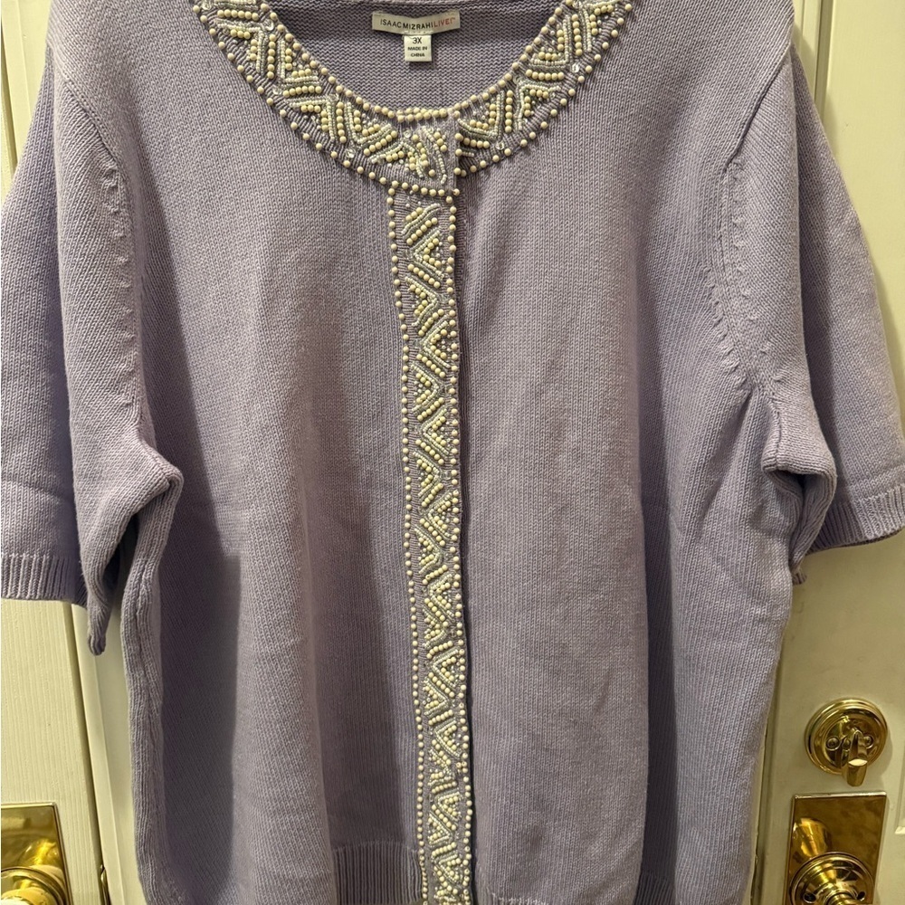 New Isaac Mizrahi Live Beaded Cardigan - Picture 4 of 10